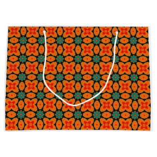 Bohemian Moroccan Geometric Floral Pattern Large Gift Bag