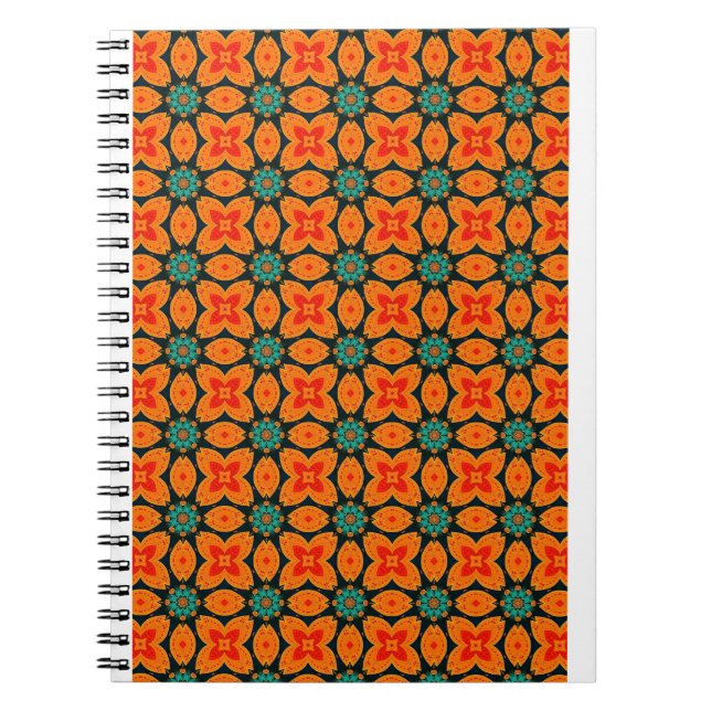 Bohemian Moroccan Geometric Floral Pattern Notebook (Front)