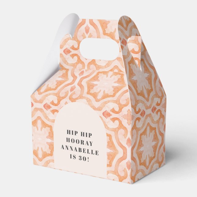 Bohemian moroccan watercolor pastel birthday favor box (Front Side)