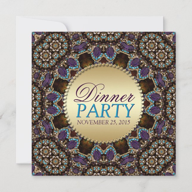 Bohemian Mosaic Dinner Party Invitations (Front)