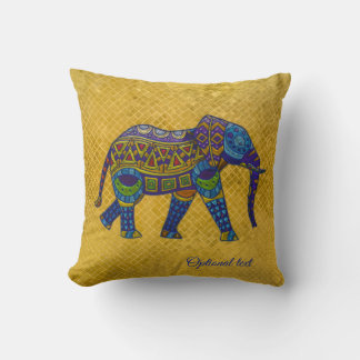 Bohemian Mosaic Elephant Gold Foil Pillow
