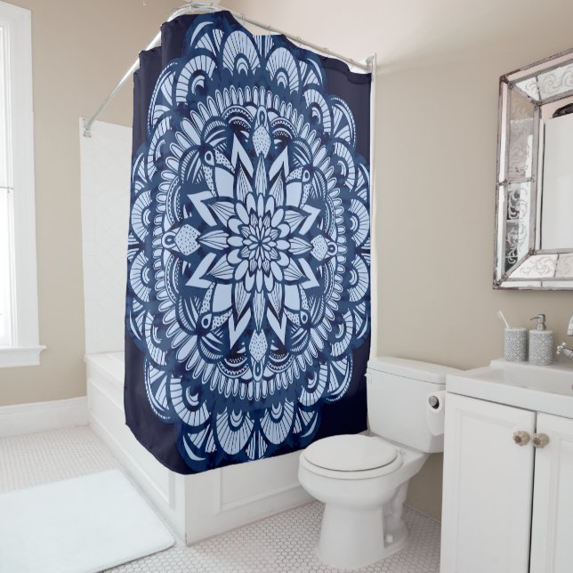 Bohemian Navy Blue Tie Dye Mandala (In Situ)