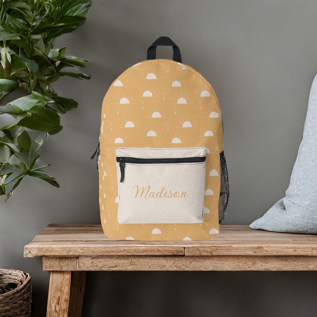 Bohemian Neutral Sun Custom Name Printed Backpack (Creator Uploaded)
