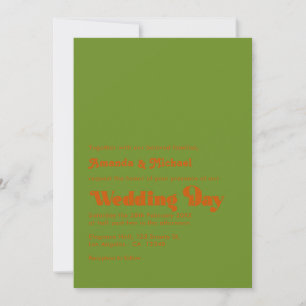 Bohemian Olive and Burnt Orange Typography Wedding Invitation