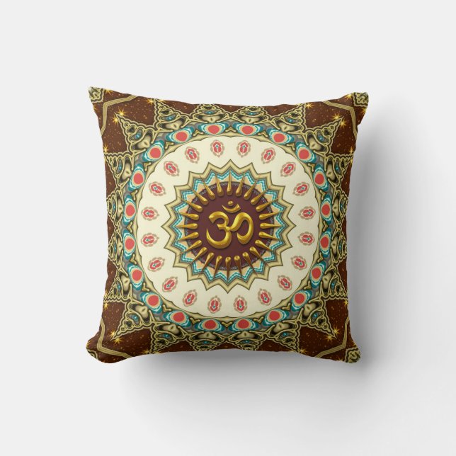 Bohemian OM Mandala Cushion / Pillow (Front)