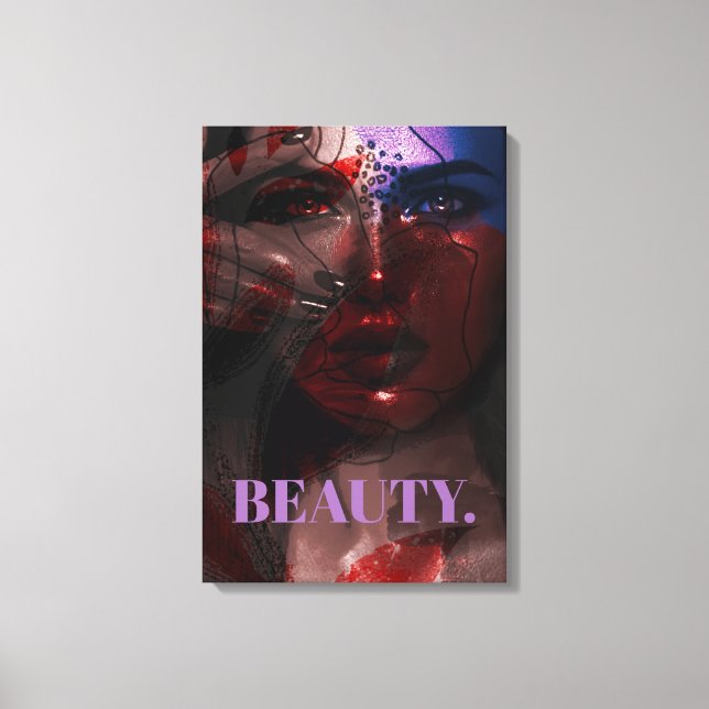  Bohemian Ombre Violet and Burgundy Woman Portrait Canvas Print (Front)