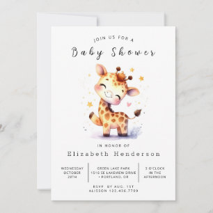 Bohemian Online Giraffe Baby Shower Invitation