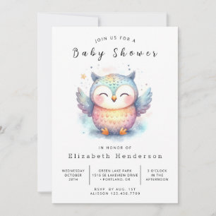 Bohemian Online Owl Baby Shower Invitation