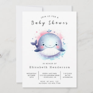 Bohemian Online Whale Baby Shower Invitation