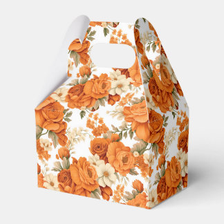 Bohemian orange flowers favor box