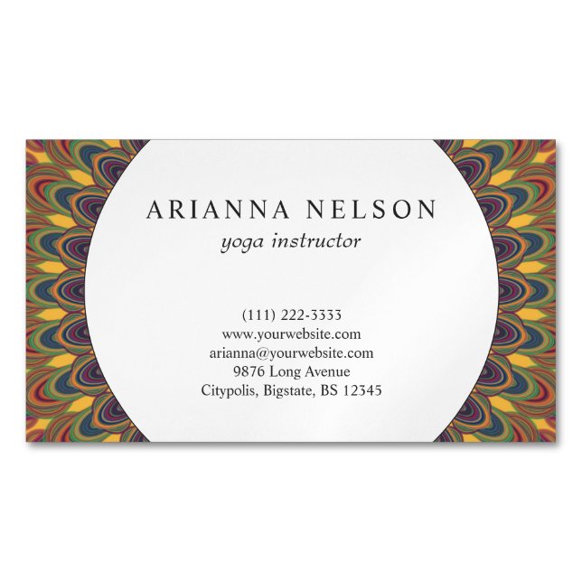 Bohemian Oval Mandala Business Card (Front)