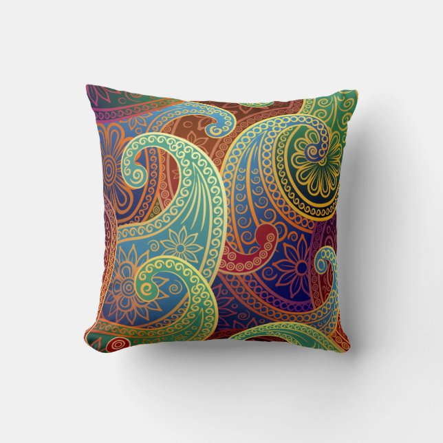 Bohemian Paisley Timeless Pattern Throw Pillow (Front)