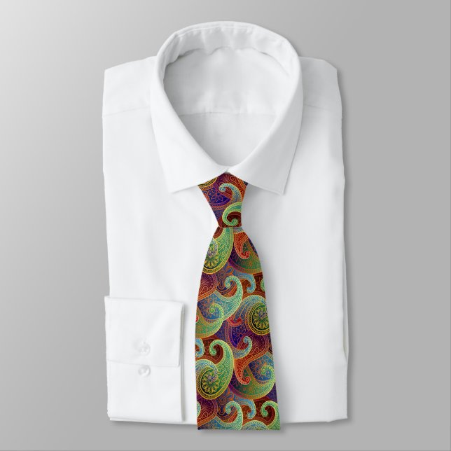 Bohemian Paisley Timeless Pattern Tie (Tied)