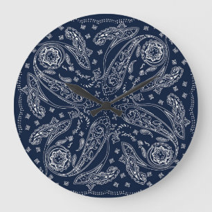 Bohemian Paisley Vintage Print Large Clock