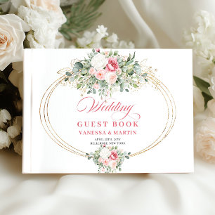 Bohemian Pale Pink Floral Wedding Guest Book