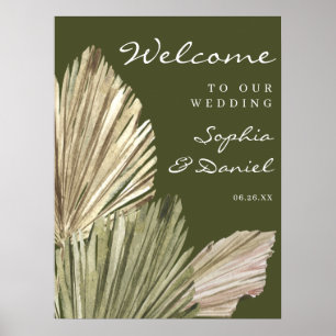 Bohemian Palm Leaves Wedding Welcome Sign