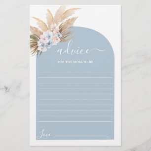 Bohemian Pampas Grass Advice for Mom To Be card