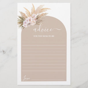 Bohemian Pampas Grass Advice for Mom To Be card