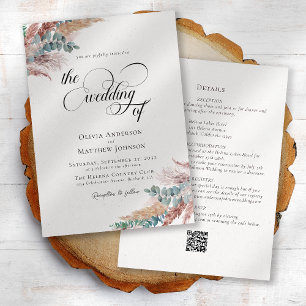 Bohemian Pampas Grass All in One Wedding Invitation