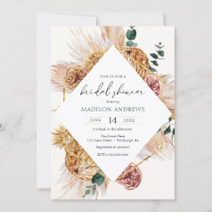 Bohemian Pampas Grass Bridal Shower Invitation
