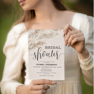 Bohemian Pampas Grass Fall Bridal Shower Invitation
