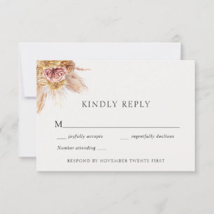 Bohemian Pampas Grass Wedding Response Card
