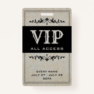 Bohemian Party VIP All Access Pass Event ID Badge