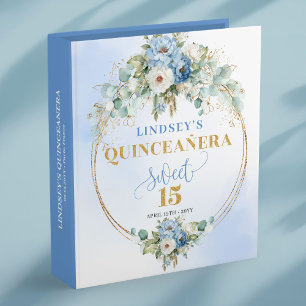 Bohemian Pastel Blue Floral Quinceañera Binder