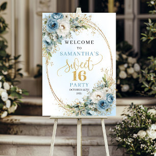 Bohemian Pastel Blue Sweet 16 Welcome Sign