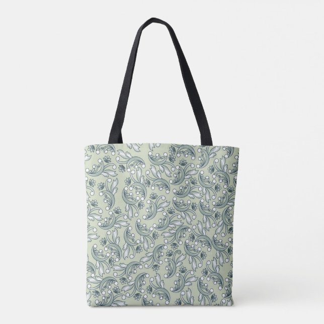 Bohemian pastel floral pattern tote bag (Back)