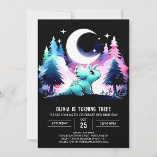 Bohemian Pastel Triceratops Birthday Invitation