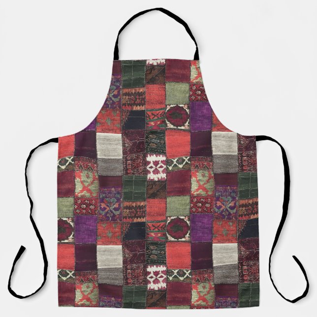 Bohemian Patchwork All-Over Print Apron (Front)