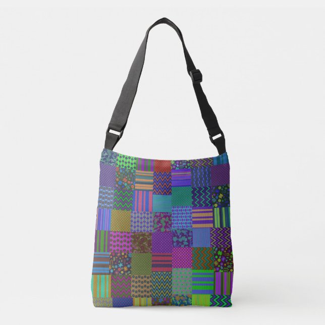 Bohemian Patchwork Cool Hippie Hipster Crossbody Bag (Front)