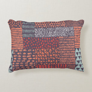 Bohemian patchwork: hand-drawn seamless design. accent pillow