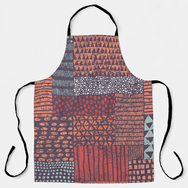 Bohemian patchwork: hand-drawn seamless design. apron (Front)