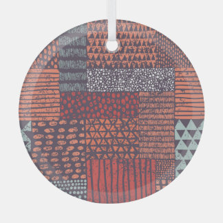 Bohemian patchwork: hand-drawn seamless design. glass ornament
