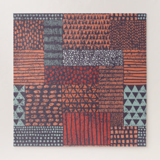 Bohemian patchwork: hand-drawn seamless design. jigsaw puzzle
