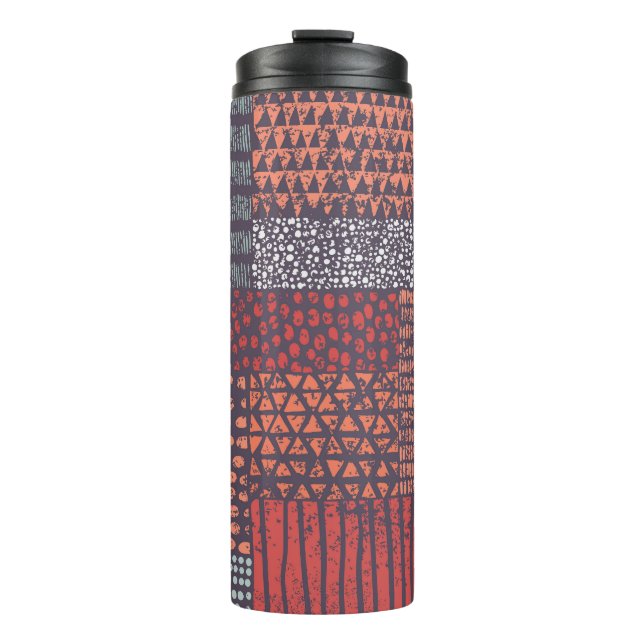 Bohemian patchwork: hand-drawn seamless design. thermal tumbler (Front)