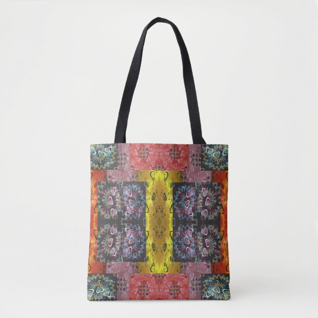 Bohemian Patchwork Psychedelic  Tote Bag (Front)