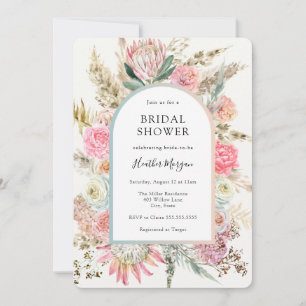 Bohemian Pink Floral Bridal Shower Invitation
