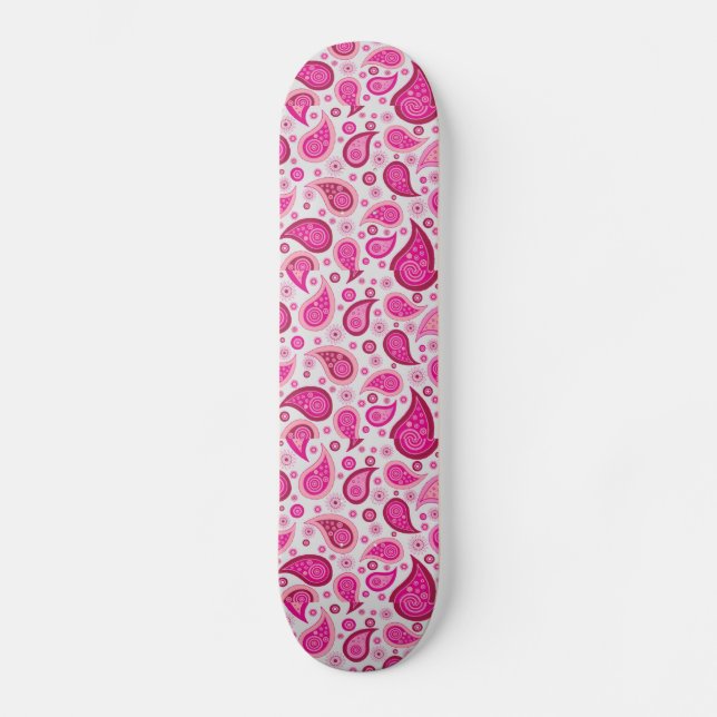 BOHEMIAN PINK PAISLEY SKATEBOARD DECK (Front)