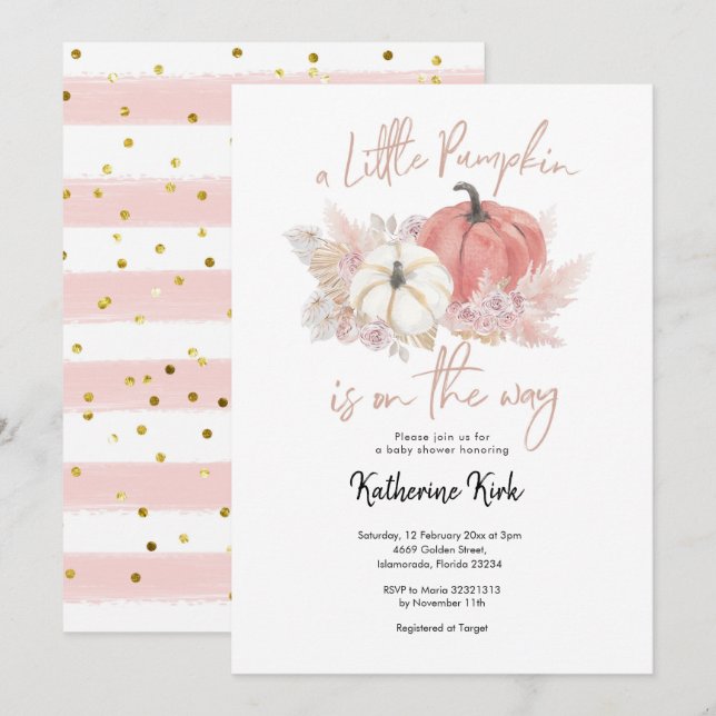 Bohemian Pink Pumpkin is on the way Invitation (Front/Back)