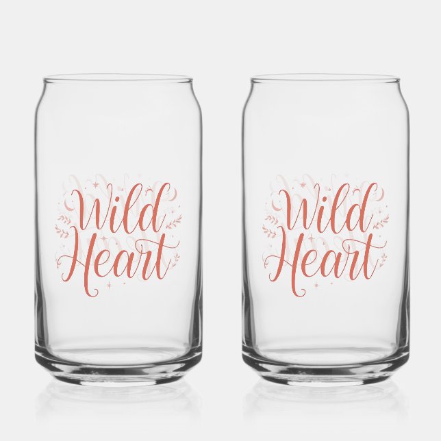 Bohemian Pink Script Typography Can Glass (Front)