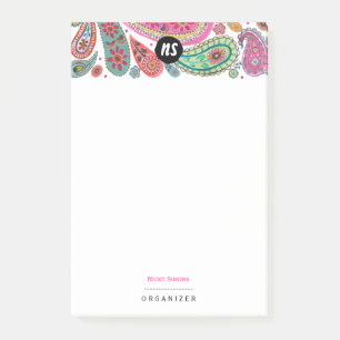 Bohemian Pink & turquoise Floral Paisley Post-it Notes
