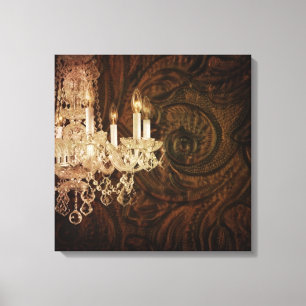Bohemian Primitive Western Country chandelier Canvas Print