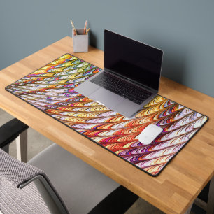 Bohemian Psychedelic Colourful Waves Abstract Art Desk Mat