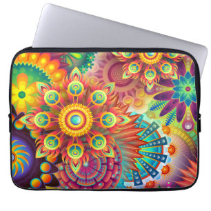 Bohemian Psychedelic Garden Retro Boho Colourful Laptop Sleeve