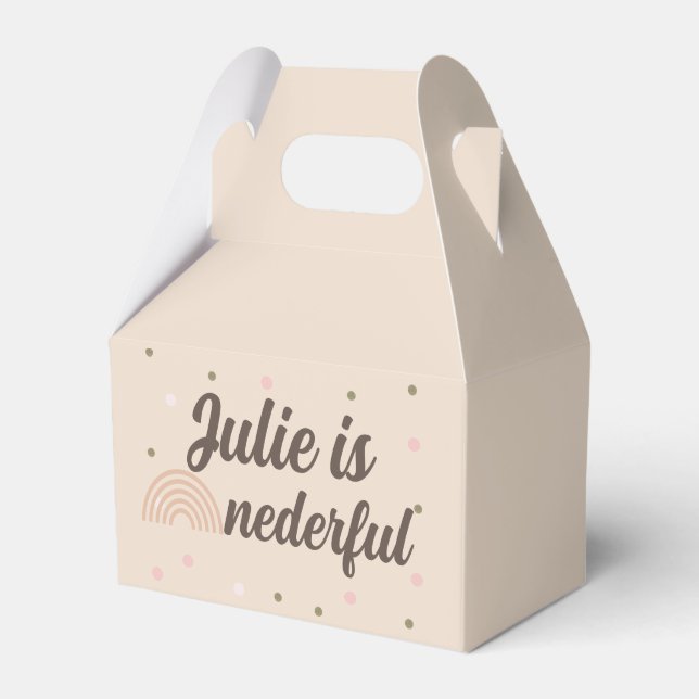 Bohemian Rainbow First Birthday Onederful Dot Favor Box (Front Side)