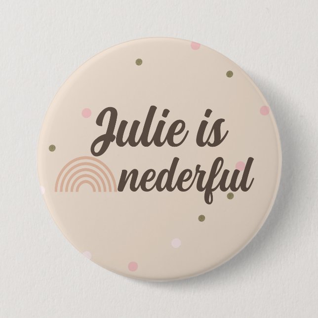 Bohemian Rainbow First Birthday Onederful Dots   3 Inch Round Button (Front)