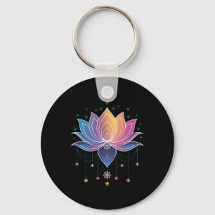 Bohemian Rainbow Lotus Flower Yoga Lotus Flower _1 Keychain
